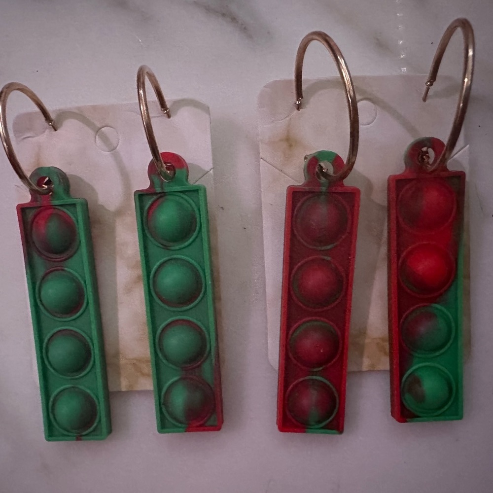 Poppets Earrings!! Christmas editions, feat gold Hoops.